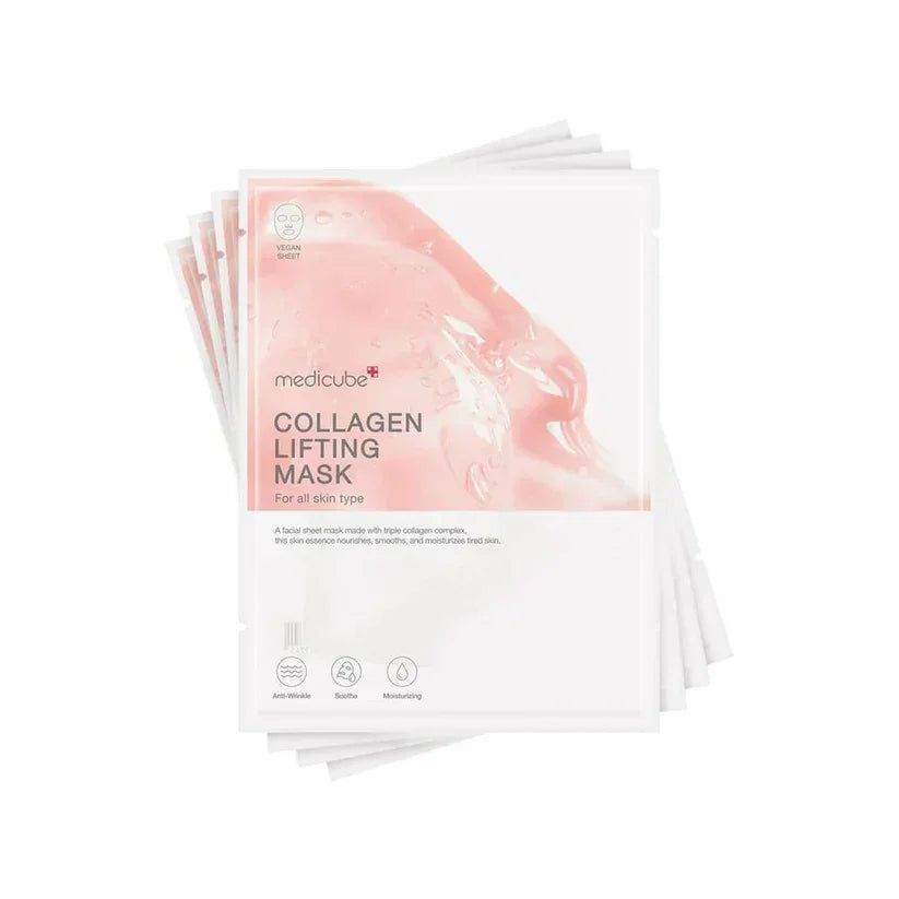 Medicube Collagen Lifting Mask sheets for anti-aging, moisturizing, and soothing skincare