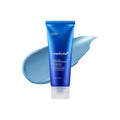 Blue tube of Medicube blackhead mud mask with blue smear on a white background