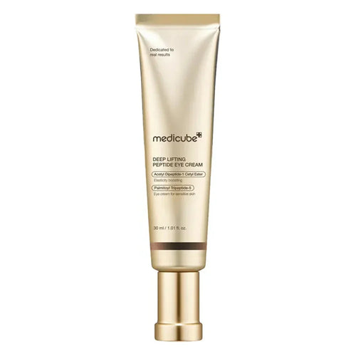 Gold tube of Medicube Deep Lifting Peptide Eye Cream for sensitive skin, 30ml