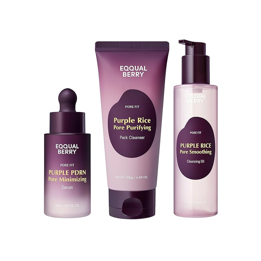 Eqqualberry Purple Rice Pore Smoothing Skincare Set Clarifying Face Duo for Oily and Combination Skin