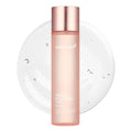 Pink bottle of Triple Collagen Toner for all skin types with liquid and bubbles behind