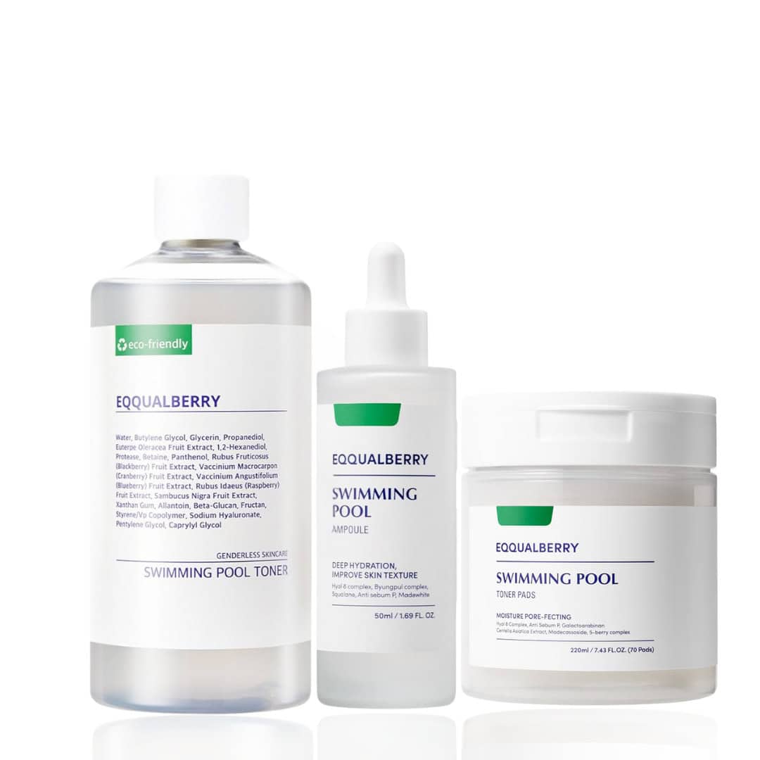 Eqqualberry Swimming Pool Hydrating Refreshing Skincare Set Daily Face Toner Duo